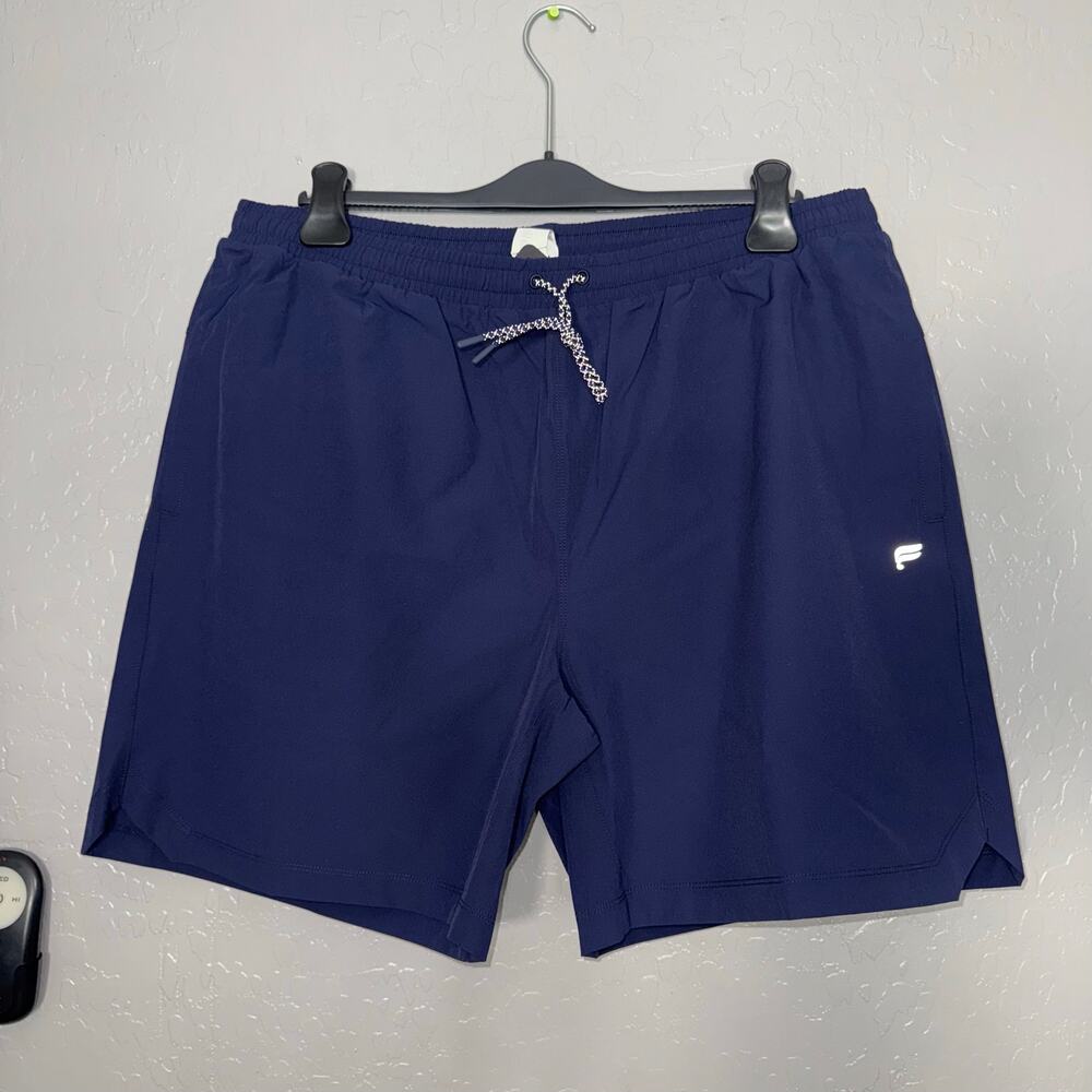 Fabletics Mens 7" Swim Trunk, Navy Blue, XXL